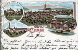 Cham  ZG  mit Milchfabrik und Institut Hl. Kreuz   um 1899