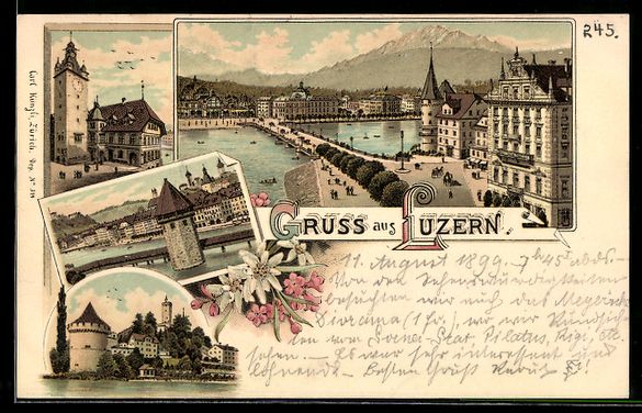 Cartoline postali: Litho Luzern, Ortsansicht aus der Vogels – Usato da Berlin venduto da bartko-reher