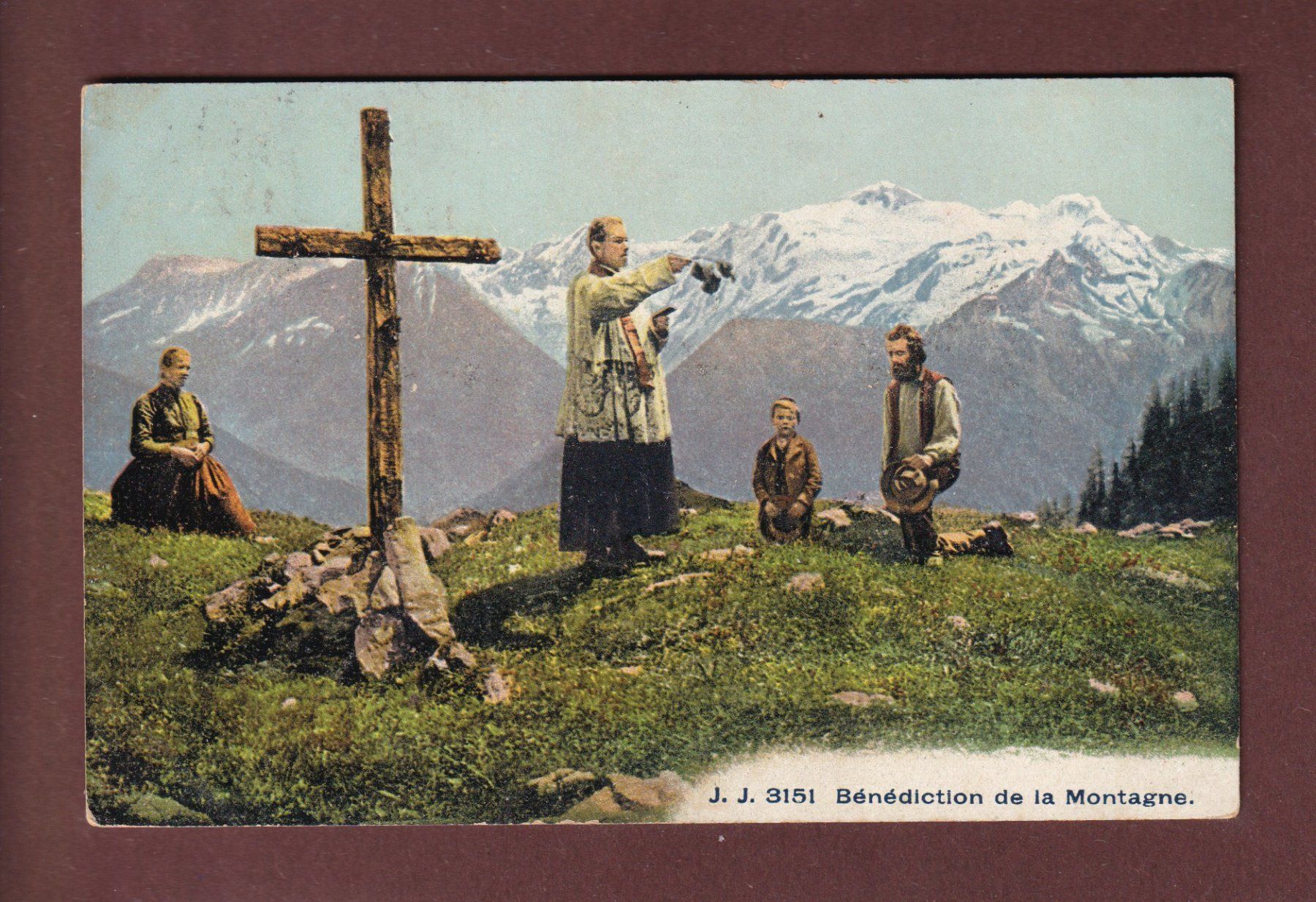 Cartoline postali: Bénédiction de la MONTAGNE - 1908 – Usato da Pully venduto da nicecards-shop