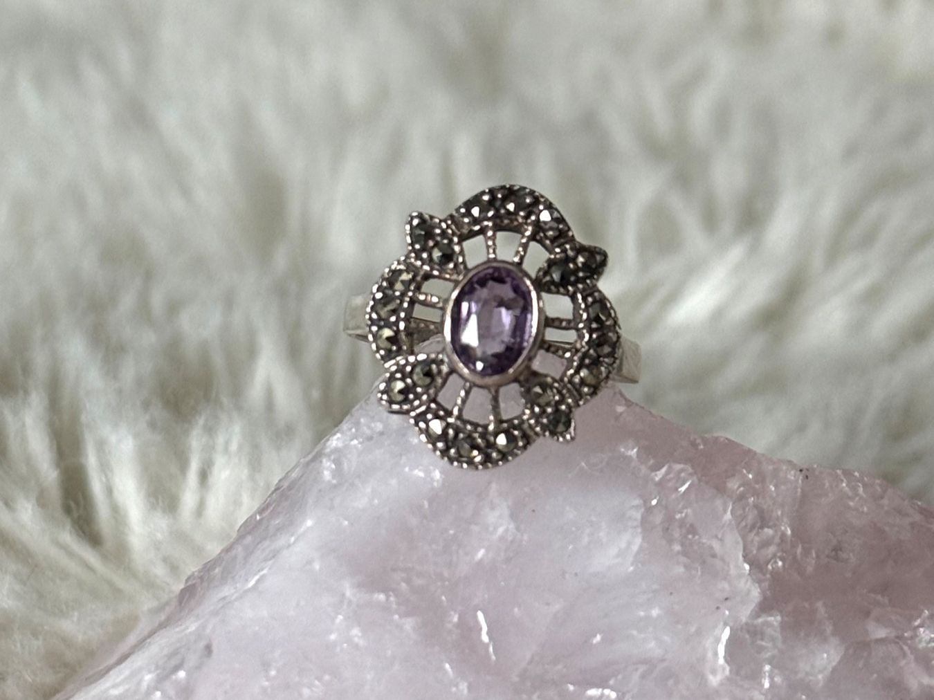 Anelli: Vintage Silberring 925 mit lila Stein – Usato da Istighofen venduto da Ringparadies