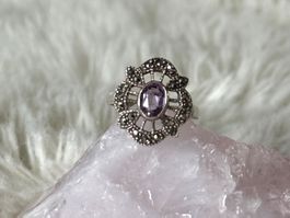 Vintage Silberring 925 mit lila Stein