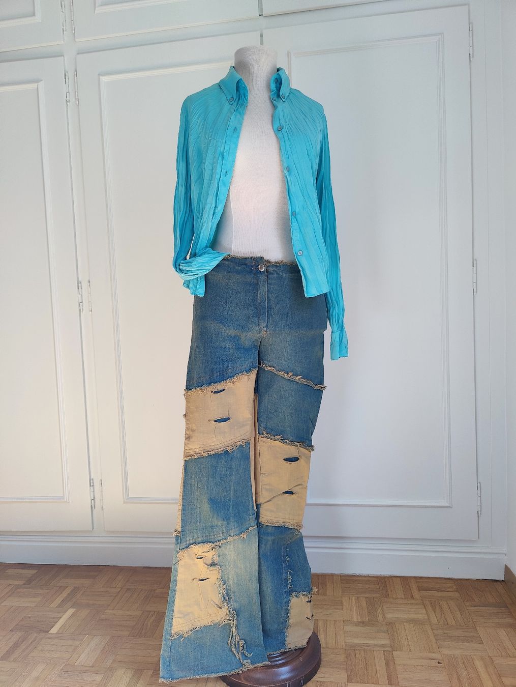 Jeans: Y2K Distressed Patchwork Flared Jeans Stretchy – D'occasion à La Tour-de-Peilz par dAutrefois 9