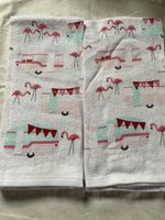 2x Flamingo & Caravan Kitchen Towels - Summer Vibes 'xoxo'