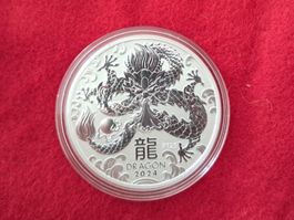 1 OZ LUNAR 3 III YEAR OF THE DRAGON 2024 SILBER UNZE Drachen