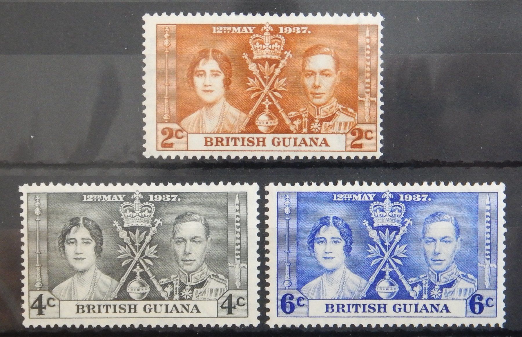 Tutti i francobolli: Guyana British Coronation 1937 * – Usato da Zürich venduto da Muehlekauf