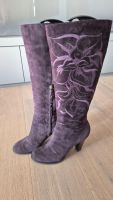 ISOLA Echtleder Stiefel Blumenstick, Dunkelviolett, Gr. 40