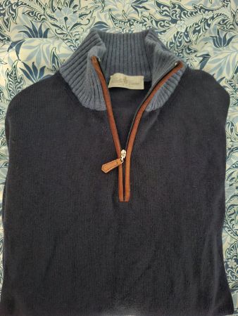 Della Ciana Pullover 52 XL 80 Merino 20 Kaschmir Schaf Leder