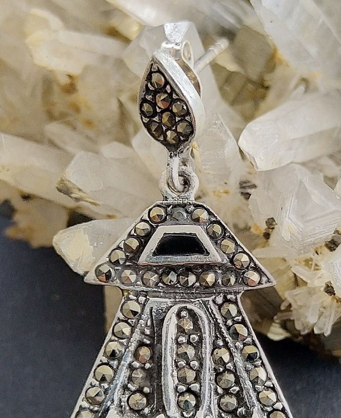 Orecchini pendenti & Orecchini a lobo: XL MARKASITEN OHHRINGE IN 925 SILBER – Usato da Romanshorn venduto da BoutiqueA 3