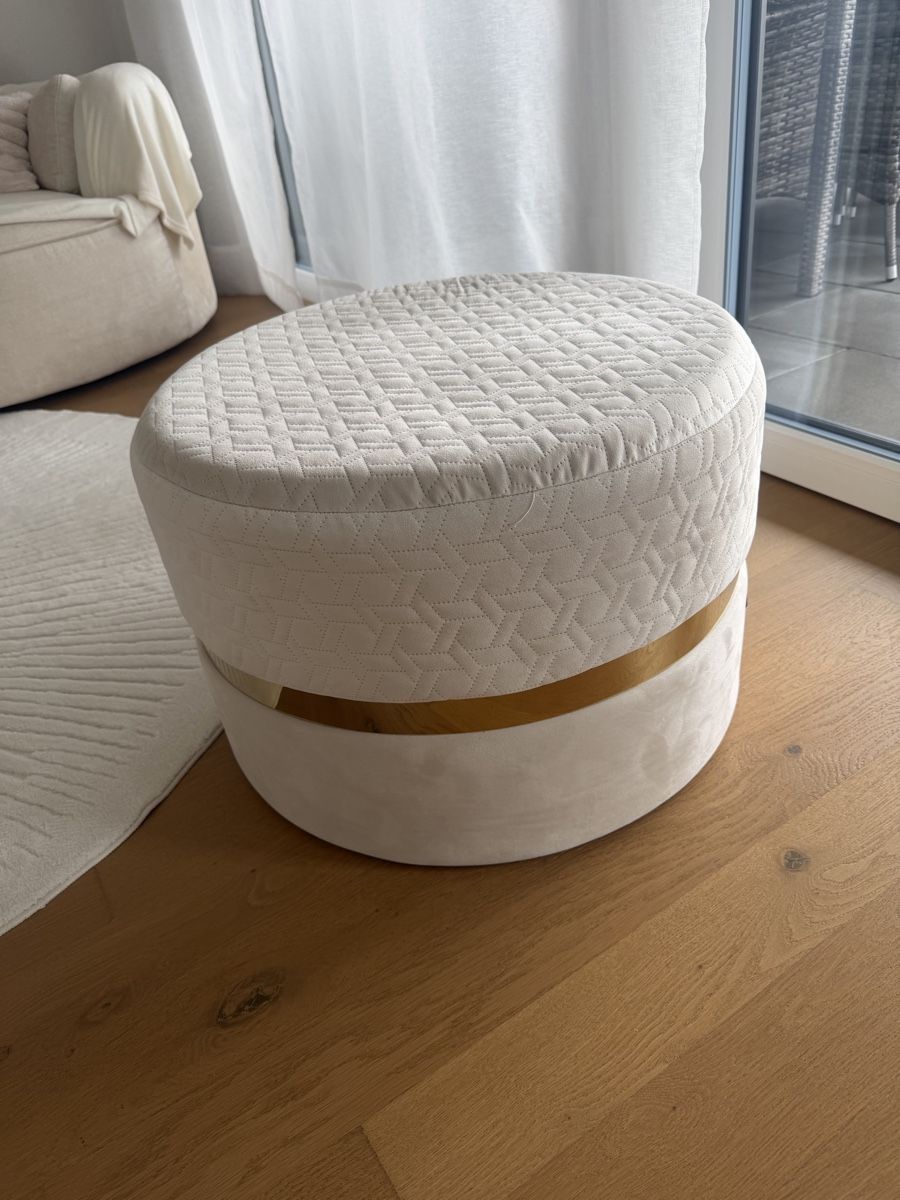 Sgabelli: Runder Hocker beige mit Goldring – Usato da Lengnau BE venduto da oka_x9s8 1