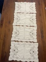 4er Set Vintage Platzdeckchen, beige, mit Stickerei
