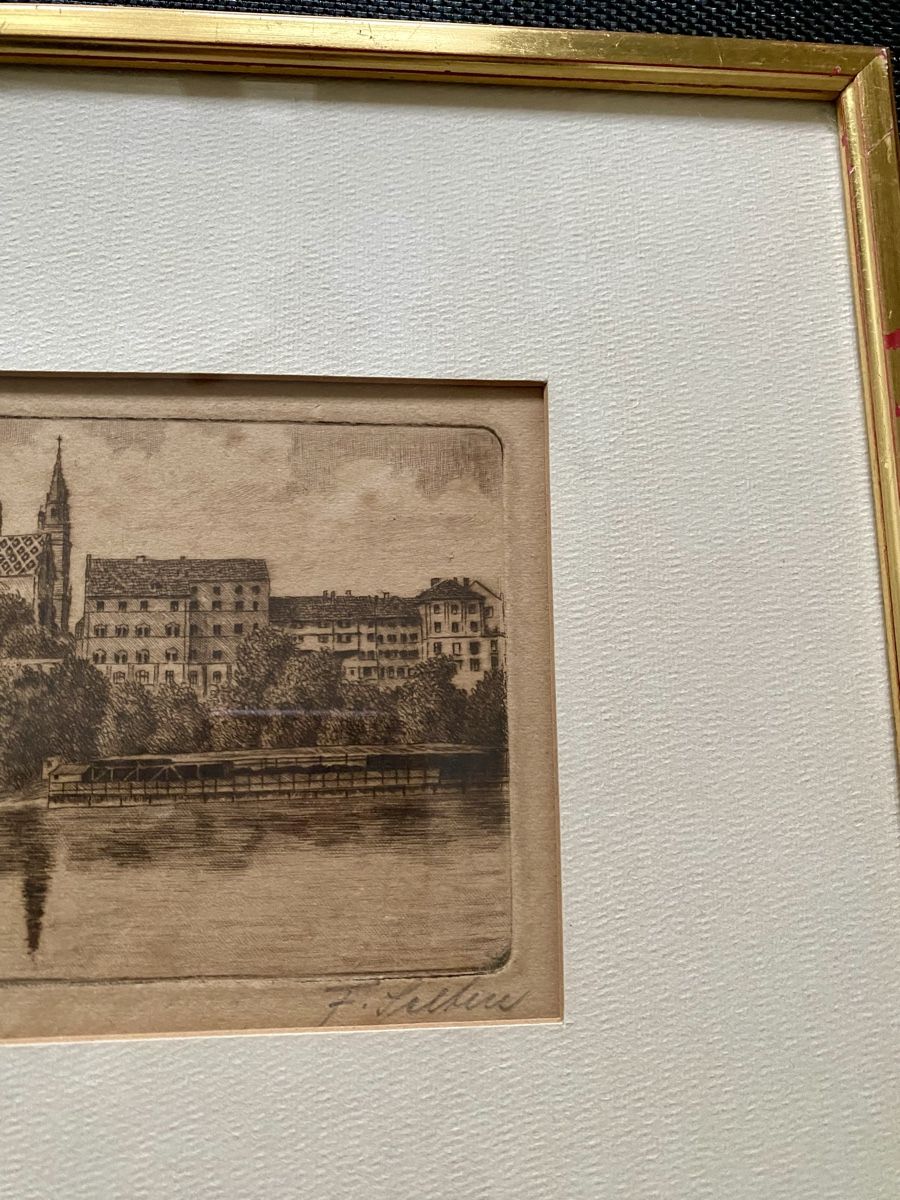 Incisioni: Bild Stich BASEL Goldrahmen signiert – Usato da St.Gallen venduto da LUMUMBA7 1