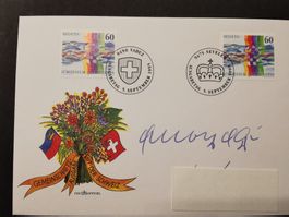 Briefmarke  Ogi  Autogramm  Liechtenstein  Sevelen