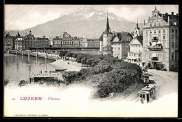Luzern, Pilatus, Uferpartie mit Strassen