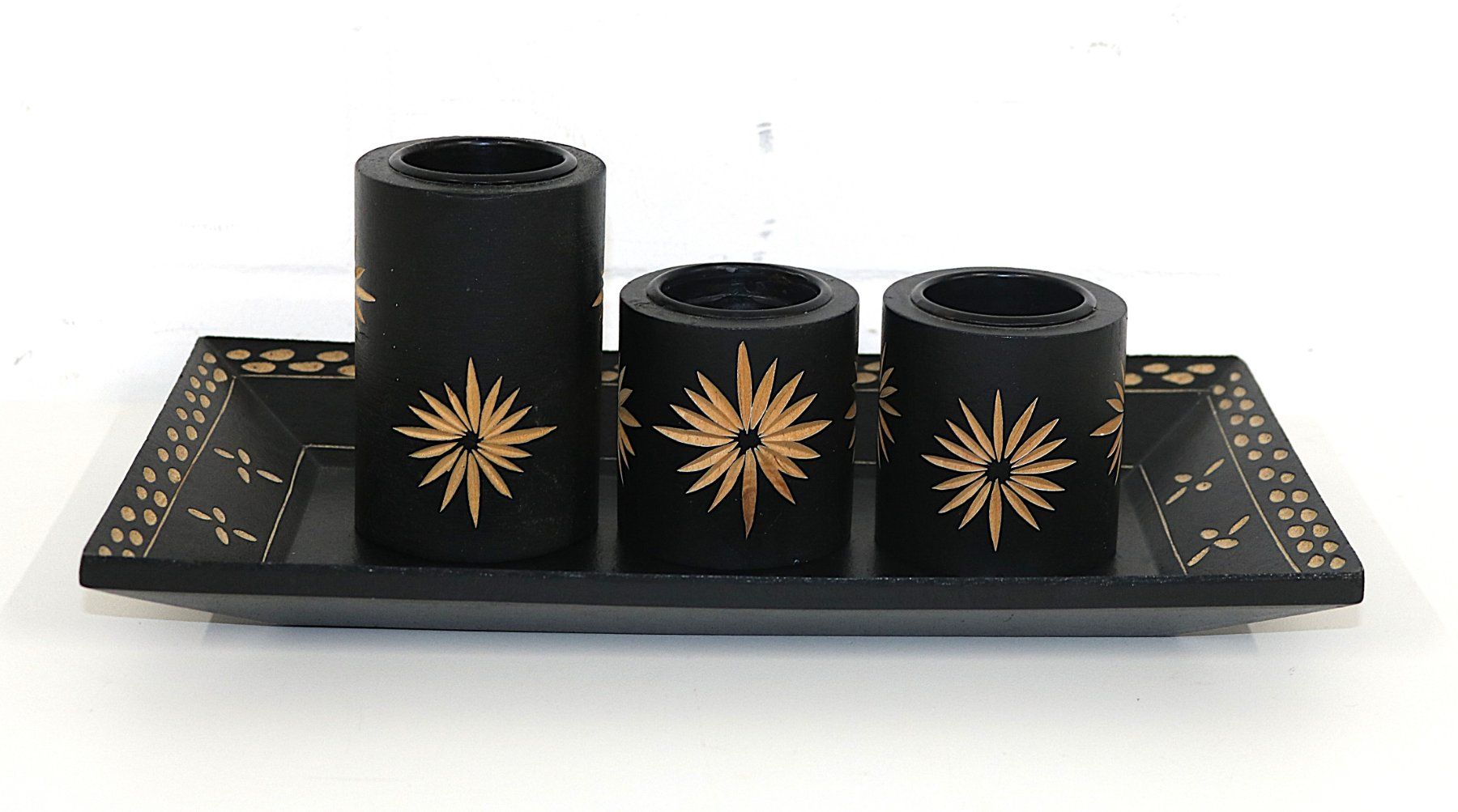 Kerzenständer: Kerzenhalter Set mit Platte schwarz verziert – Gebraucht aus Volketswil von brockipfannenstil 1
