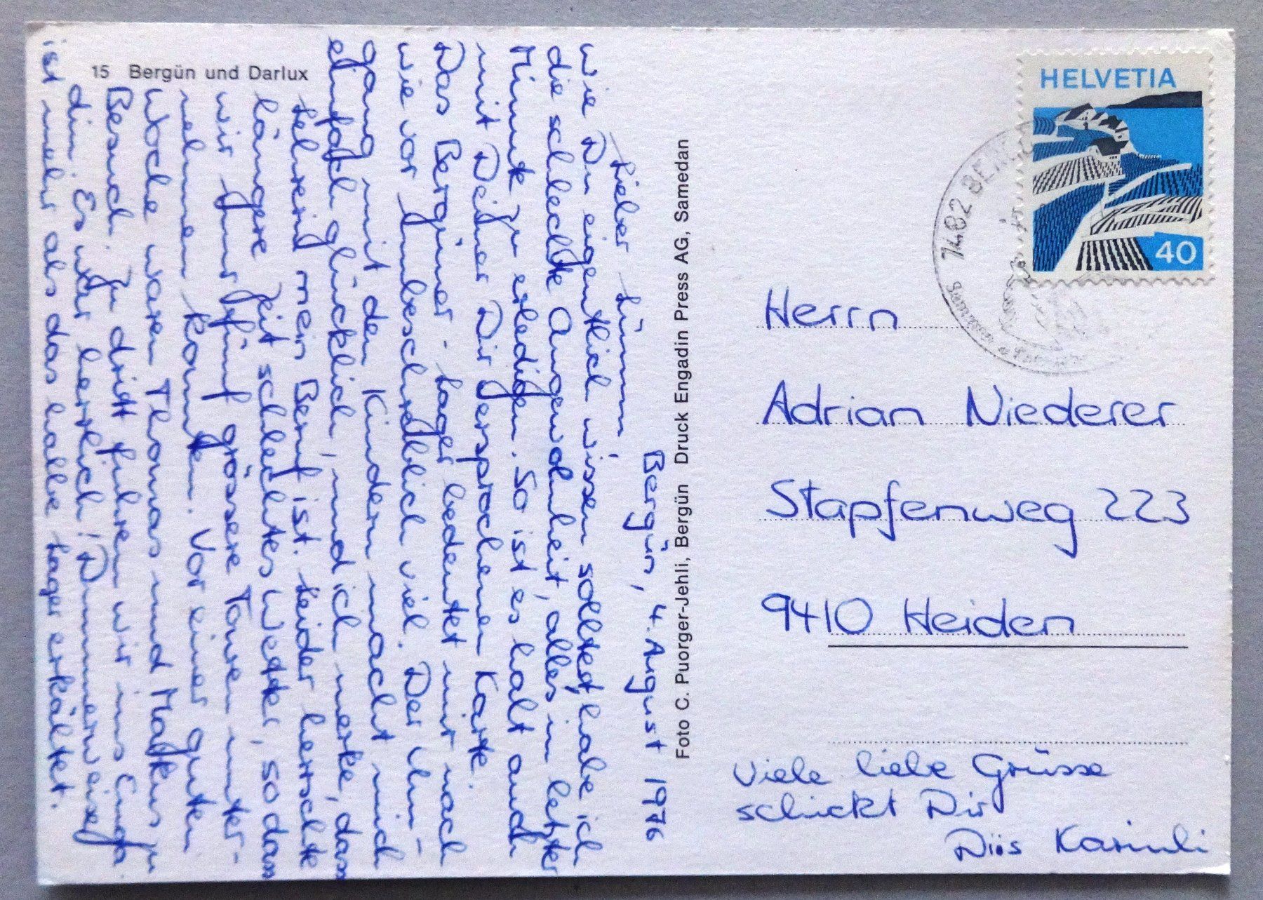 Cartoline postali: Bergün und Darlux – Usato da Fétigny venduto da Billy2miny 1