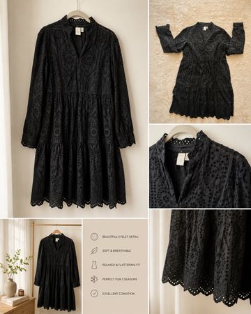Y.A.S Schwarzes Broderie Kleid XS – Wie Neu