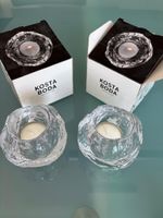 2 Stk Kosta Boda Teelichthalter Schneeball Glas neuwertig