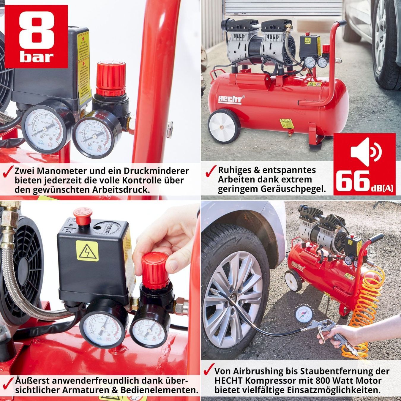 Compresseurs: HECHT 2080 Flüsterkompressor 8bar 24L – Neuf avec emballage d'origine à Bottighofen par zaap 2