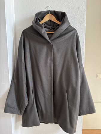 Manteau Anette Goertz gris-taupe taille L 60% laine