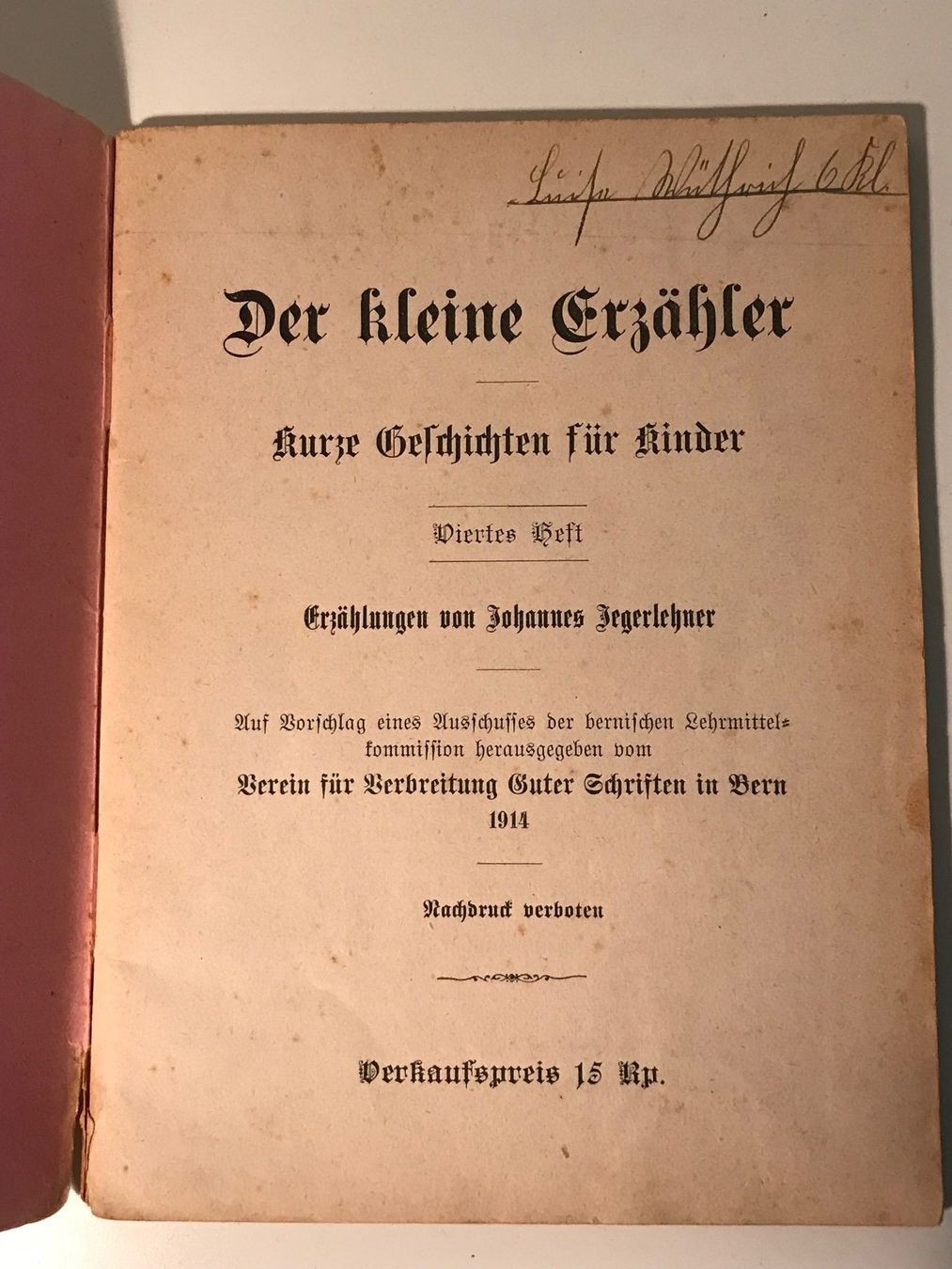 Libri: Der kleine Erzähler -1914 – Usato da Biberist venduto da longimanus3 1