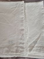 Vintage Leinen Bettwäsche Set, Initialen JS, 240x172 cm