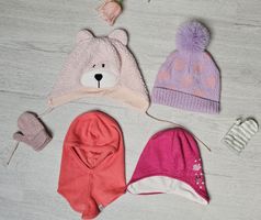 Süsses Winter-Set für Mädchen: 4 Mützen+ Fäustlinge Gr. 4 J.