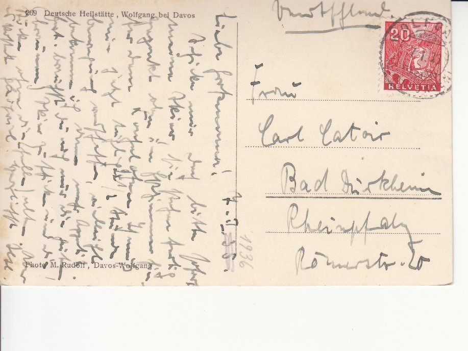 Ansichtskarten: Davos Wolfgang Deutsche Heilstätte 1936 – Gebraucht aus Bürglen TG von StampGraf 1