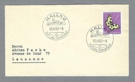 1952, 20 RP PJ , SAUBERER K-0 HALLAU, HÜBSCHES BRIEFLEIN