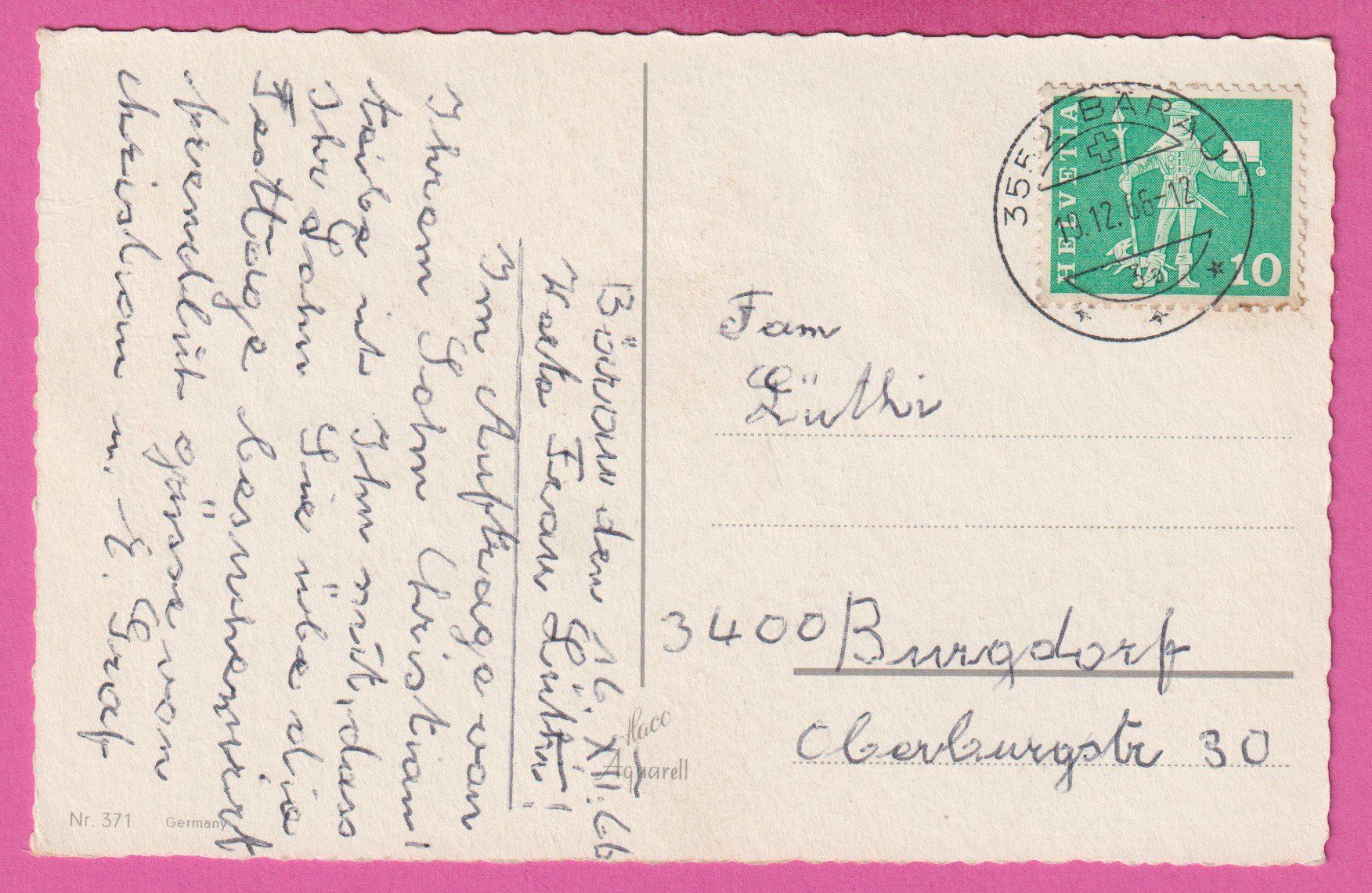 Cartoline postali: Frohe Weihnachten gel 1966 – Usato da Einsiedeln venduto da dillie 1