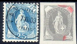 STEHENDE HELVETIA 73E 25RP  GESTEMPELT ERHALT SIEHE SCAN 14