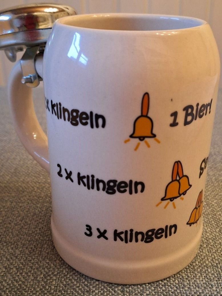 Bicchieri: Spezieller Bierkrug mit Klingel 1x..2x.. 3x... – Usato da Arlesheim venduto da shopradl