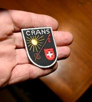 VINTAGE Badge CRANS - ST. GALLER STICKEREI klein SONNE