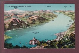 CHILLON et panorama Léman - Vol d'oiseau