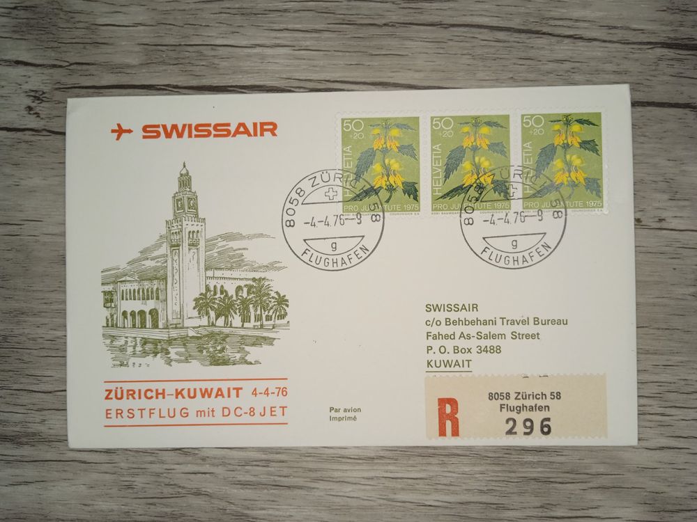 TR28 Enveloppe + Timbre Suisse 1976 Theme Aviation (Gebraucht) in ...