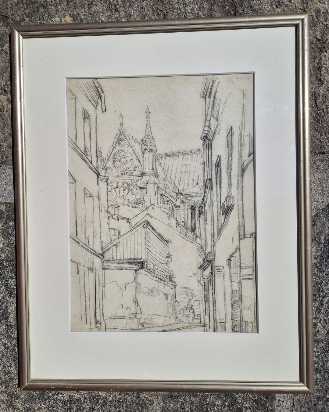 Dipinti: Dessin au crayon de Henri Robert, St Denis Paris – Usato da Farvagny-le-Grand venduto da CollectibleWatches