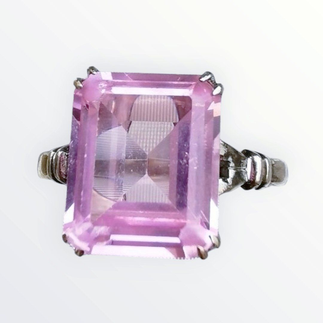 Anelli: Vintage Silber Ring mit Rosa Paste – Usato da schwyz venduto da larry91sz 1