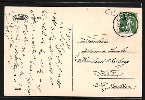 Cartoline postali: Lavin, Blick auf den Ort aus der Ferne – Usato da Berlin venduto da bartko-reher 1
