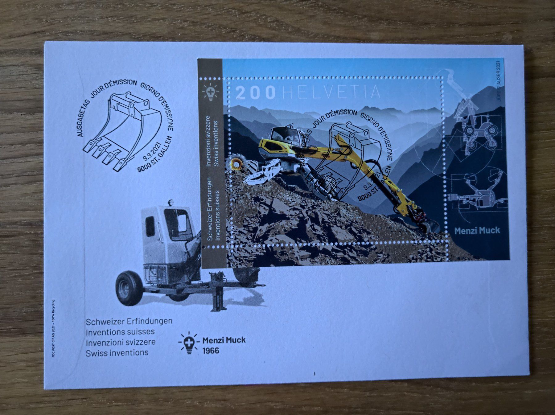 Tutti i francobolli: FDC Sonderblock Menzi Muck Vollersttagstempel – Usato da Rickenbach SO venduto da Bytebull