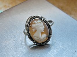 Antiker GEMME Ring, Silber, Grösse 52, Vintage Schmuck
