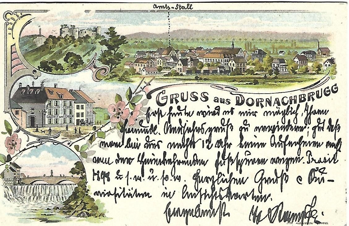 Cartoline postali: Gruss aus Dornachbrugg Litho – Usato da Wetzikon ZH venduto da Brulu100