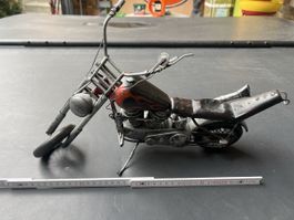 Deko Motorrad Chopper Metall Modell schwarz rot gebraucht