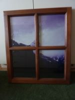 Holzbild Lärchenfenster mit Kreuzsprosse (Finsterahorn)