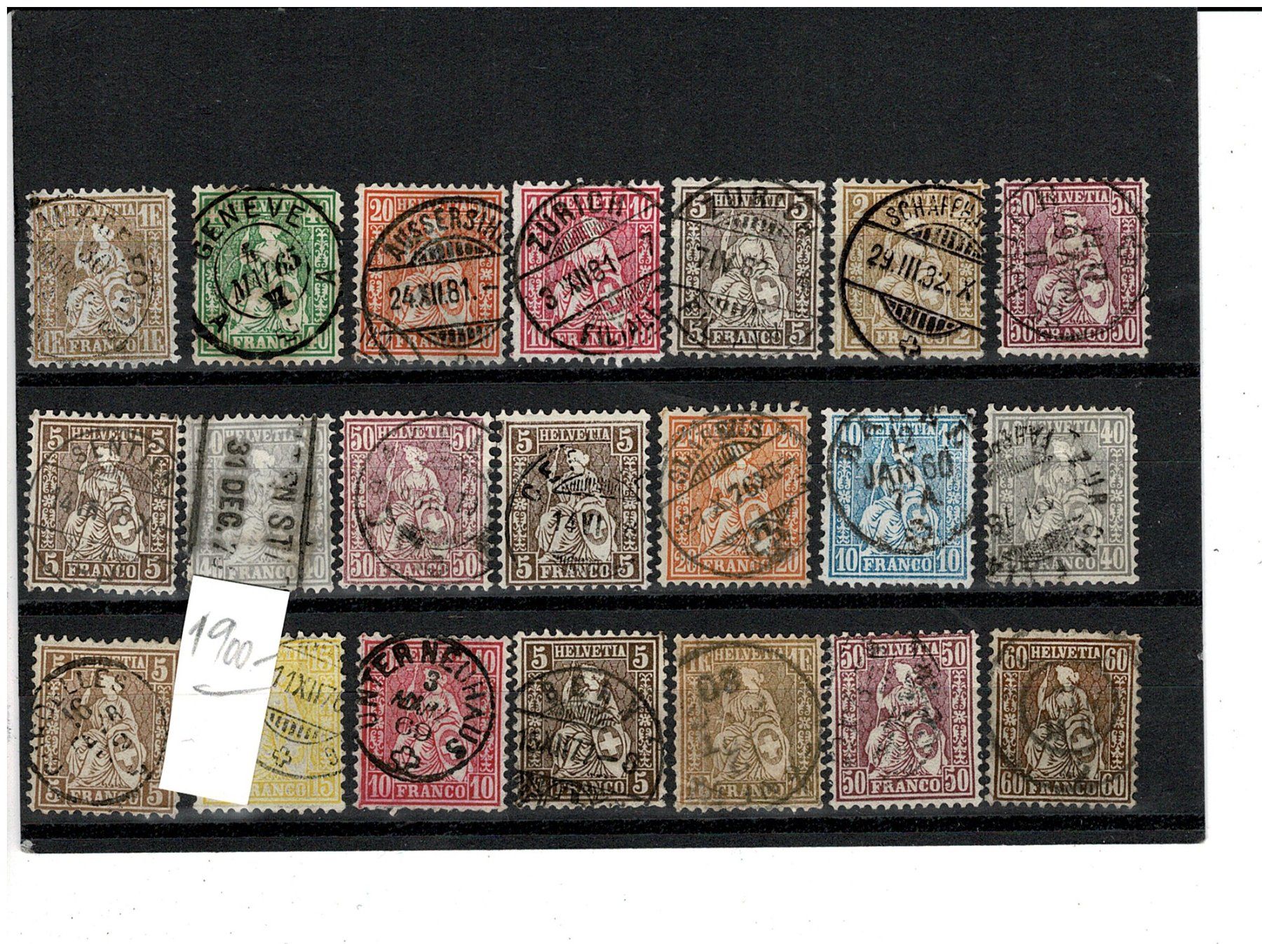 Alle Briefmarken: Sitzende Helvetia 21 Werte gut gest. – Gebraucht aus Lausanne von Whorvath