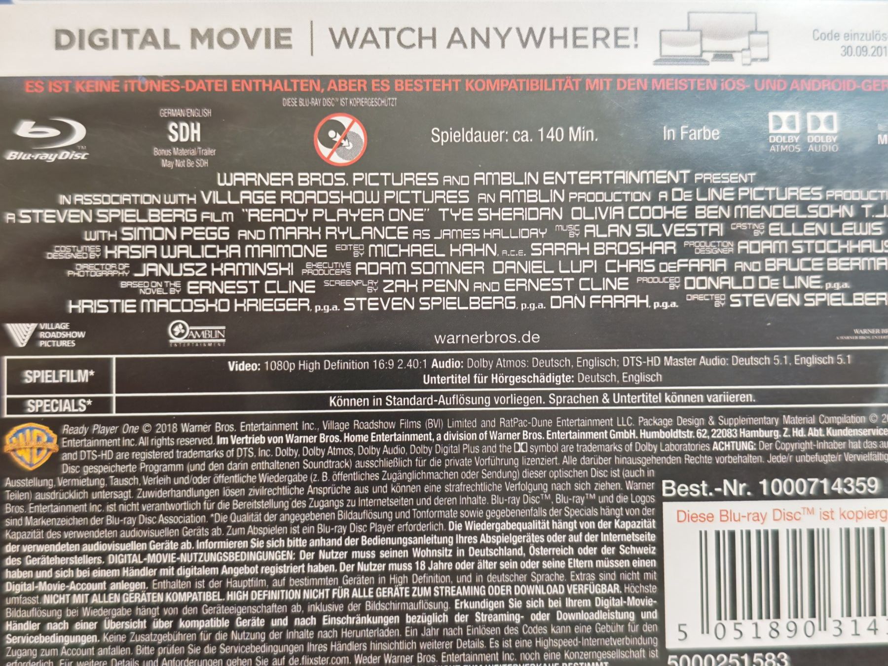 Alle DVDs: Ready Player One – Gebraucht aus Liestal von Kratzilla 3