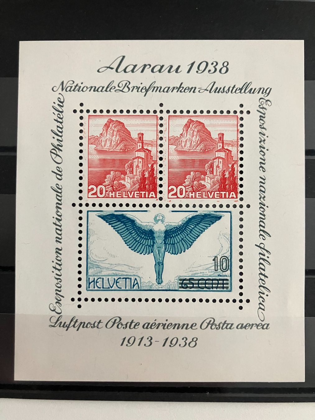 Tutti i francobolli: 1938 Aarau-Block, Kat. 11 **, KP 90.-- – Usato da Würenlos venduto da Eulenpostuhu