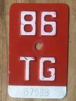 TG 86 - VELONUMMER - FAHRRADSCHILD - PLAQUE DE VELO - TG 86
