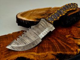 Geprüft! 1A Knife Faltenstahl DAMASCUS Damast Jagd Messer