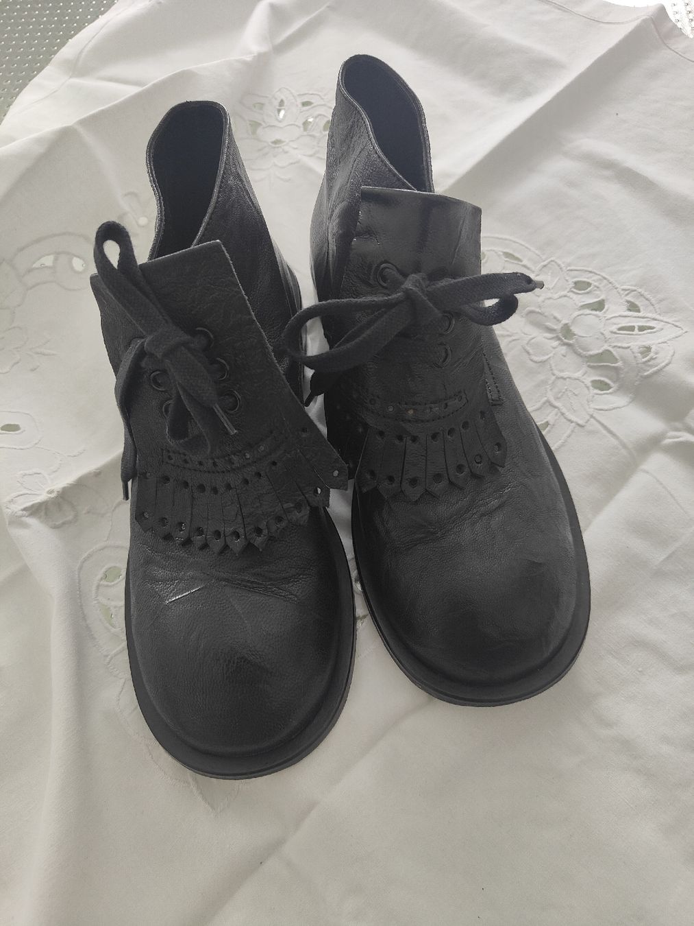 Rundholz schwarze Leder Boots, 38 Top Zustand (Gebraucht) in