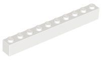 Lego 20 x Stein 1x10 (6111) weiss-neu