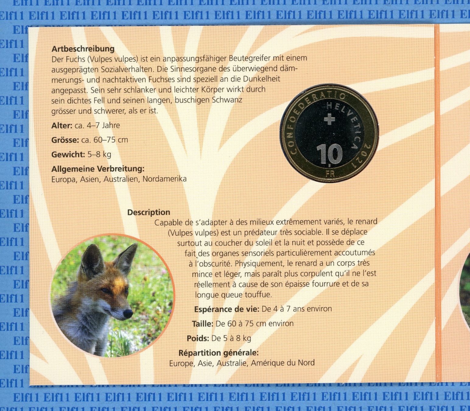 Tutti le monete: CHF__10.00 2021 Fuchs im Folder stgl 10 Franken – Nuovo e nell'imballaggio originale da Widnau venduto da Elf11 2